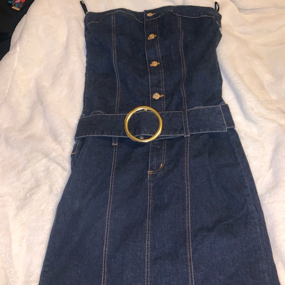 Baby phat denim jeans dress strapless